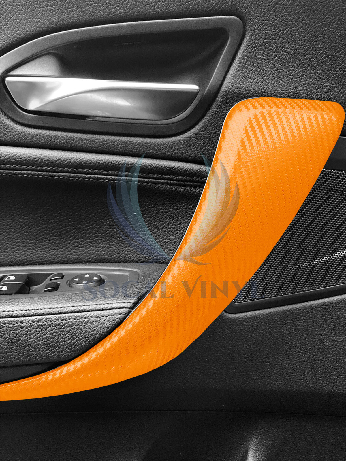 4D Premium Gloss Orange Carbon Fiber Vinyl Wrap Sticker Bubble Free Air Release