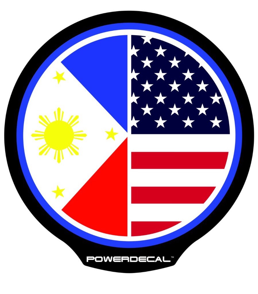 Philippine American Flag Light Up Decal Backlit LED Motion Sensing Decal
