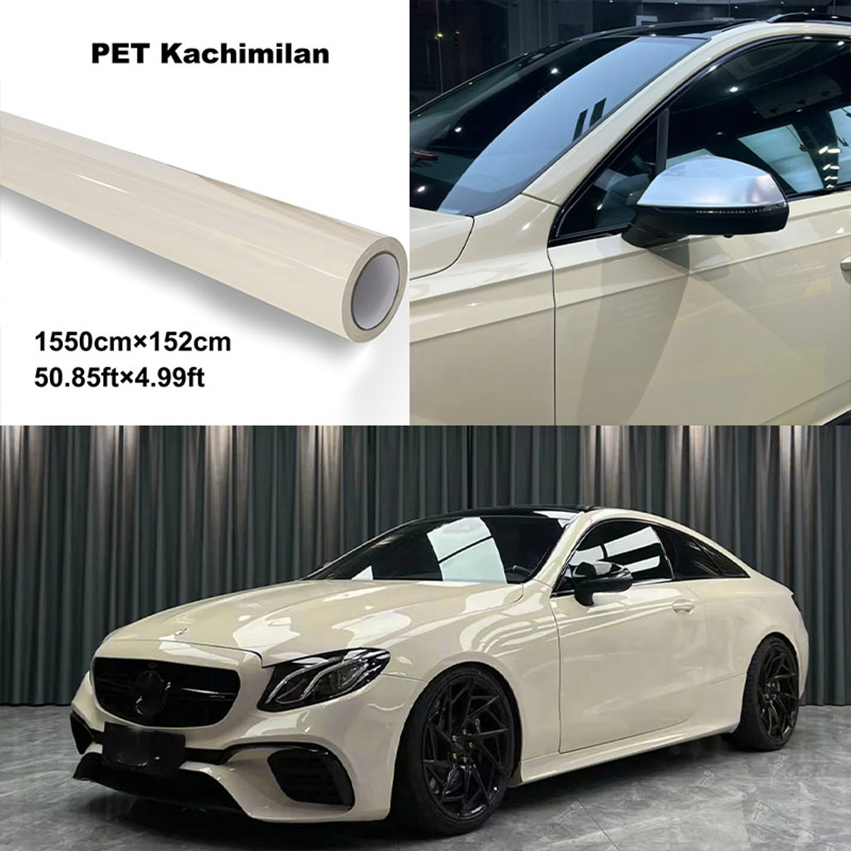 5FTx50FT PET Crystal Khaki Milan Vinyl Wrap Self-Adhesive Air Release US Stock