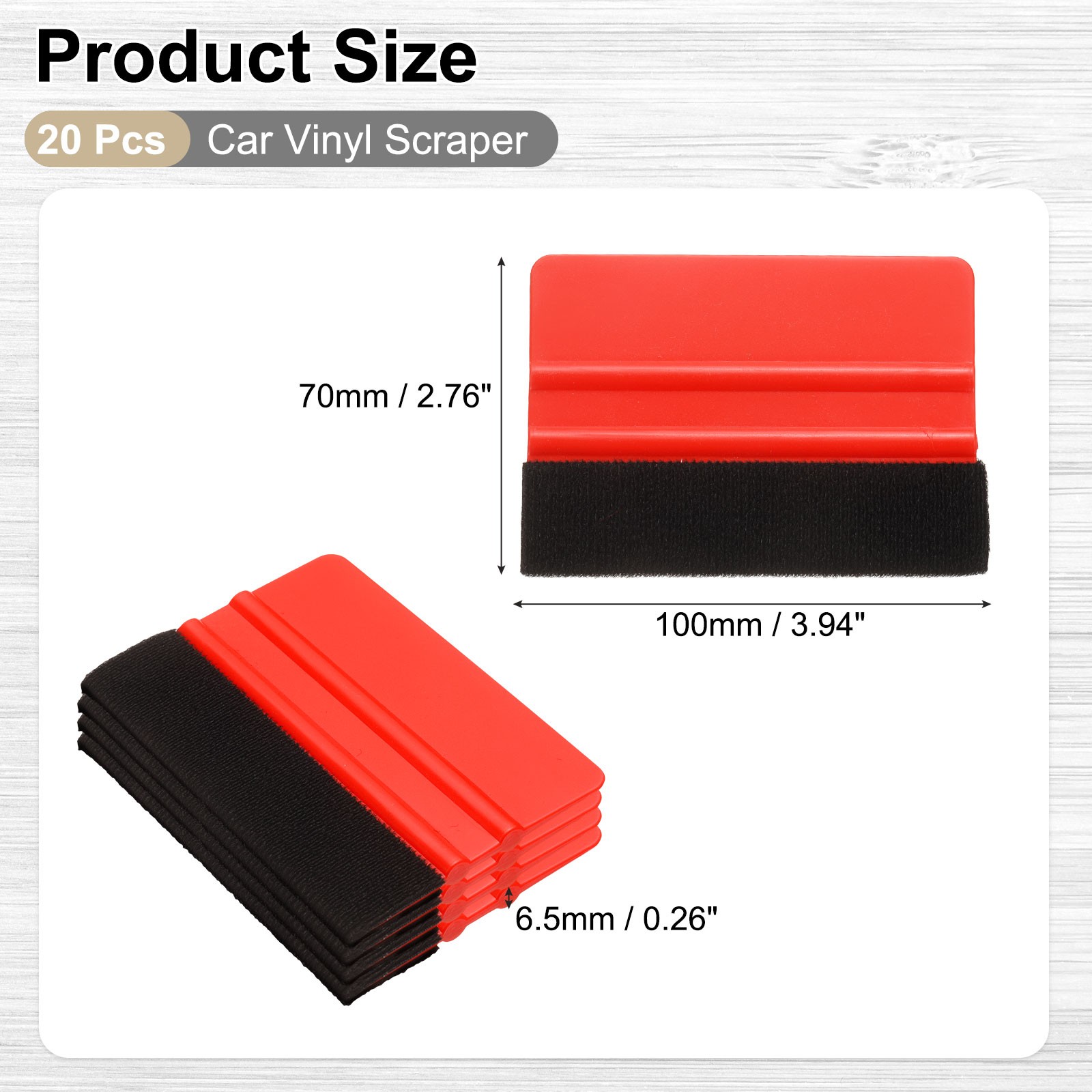 20pcs Car Vinyl Scraper 4 Inch Vinyl Squeegee for Car Window Tint, Red