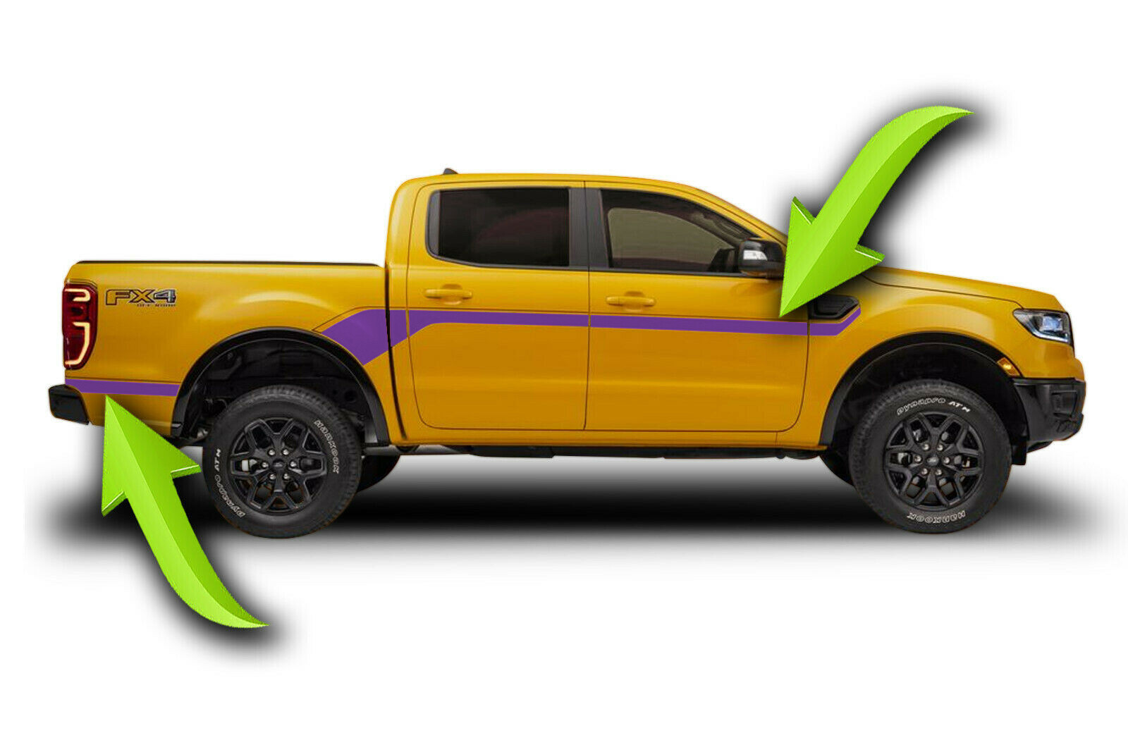FX4 Side Hockey Racing Stripes Kit Fits- 2019-2022 2023 2024 Ford Ranger Splash