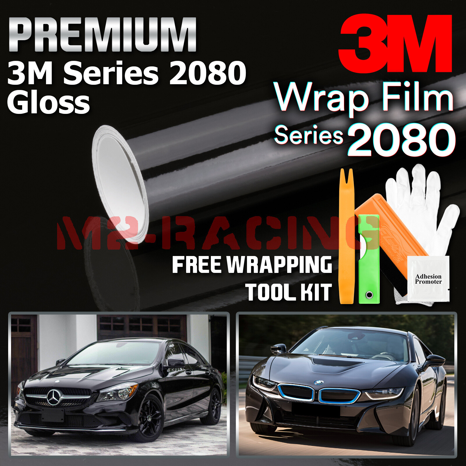 Genuine 3M 2080 Series G12 Gloss Black Vinyl Wrap Vehicle Film Decal Bubble Free