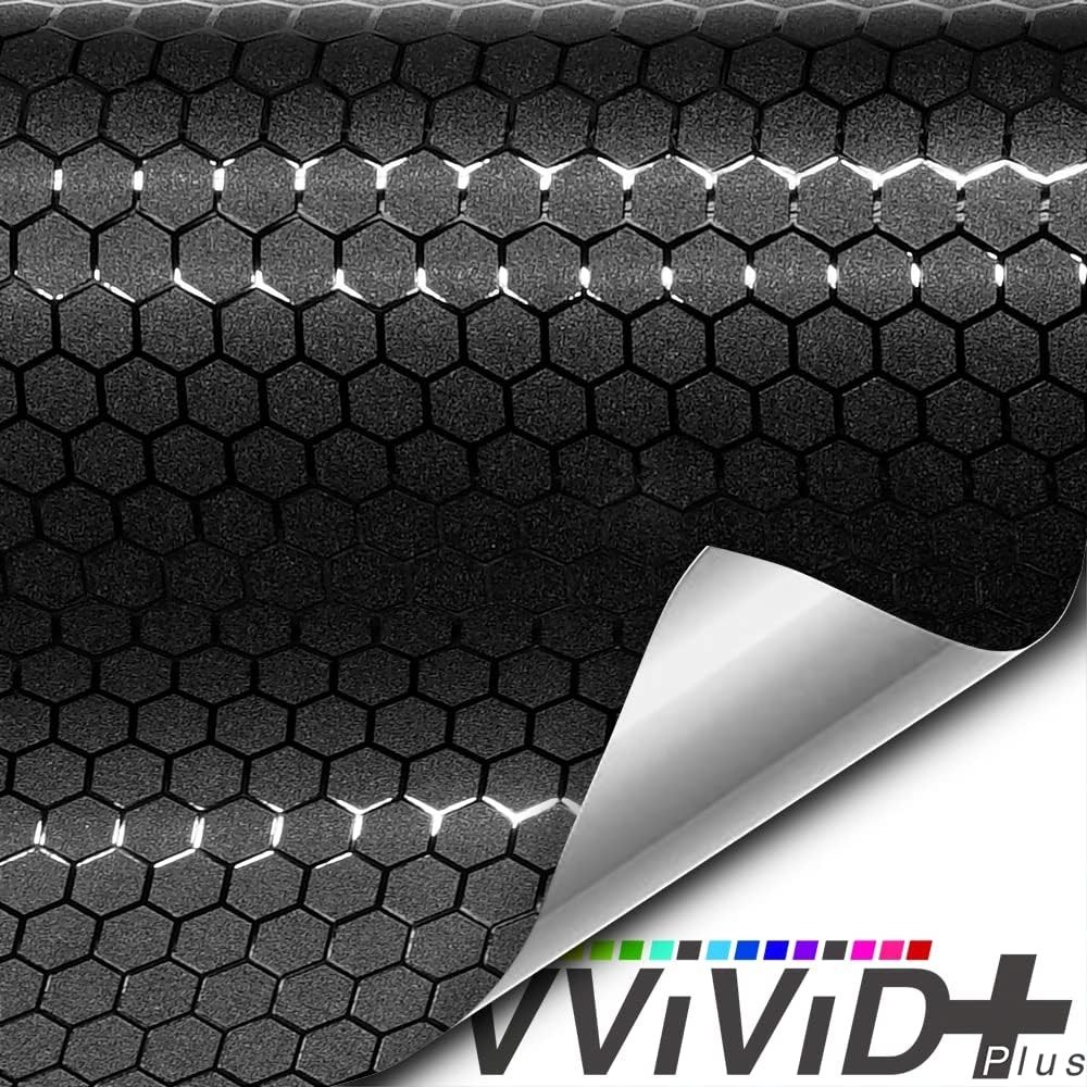 Vvivid+ Honeycomb Matte Black Medium Pattern Car Wrap Vinyl (1Ft X 5Ft)