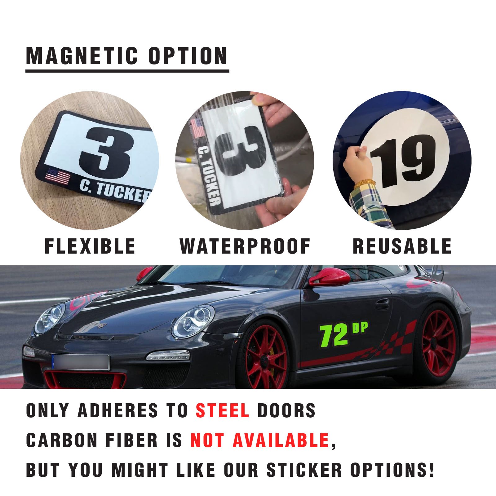 Custom Autocross Number Class Magnet Decal x2 8,10,12-16 inch – White Outline