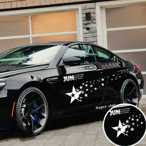 2pc Car Side Door Fender Skirt Star Stripes Racing Vinyl Decal Stickers Graphic