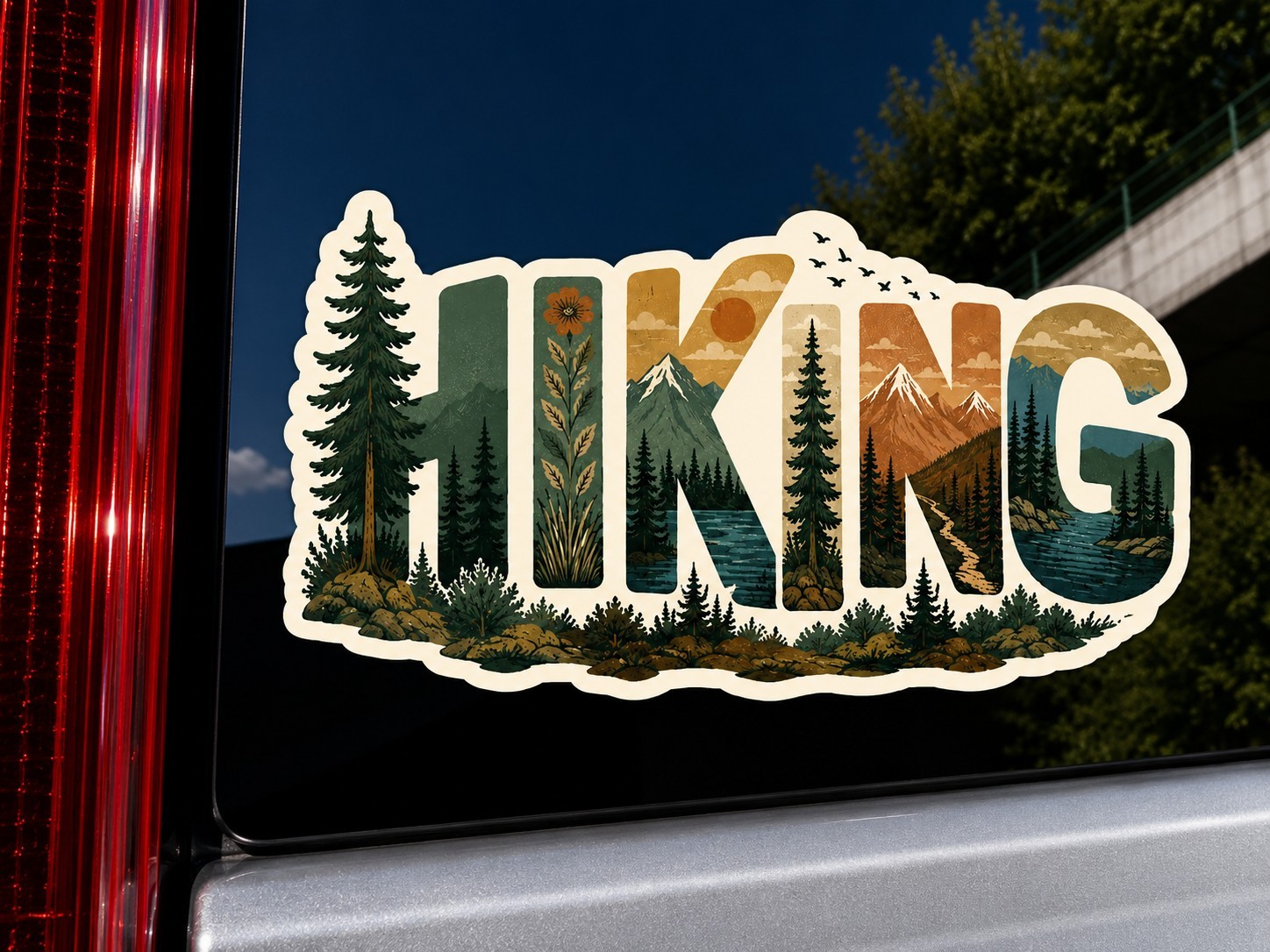 4½” Hiking Nature Landscape Car Sticker Mountain Forest Adventure Outdoors Vinyl