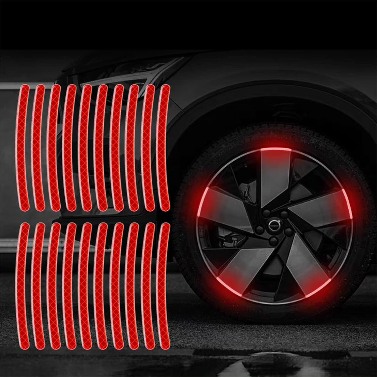 20PCS Car Wheel Reflective Decorative Strip Motor Night Safety Warning Stickers