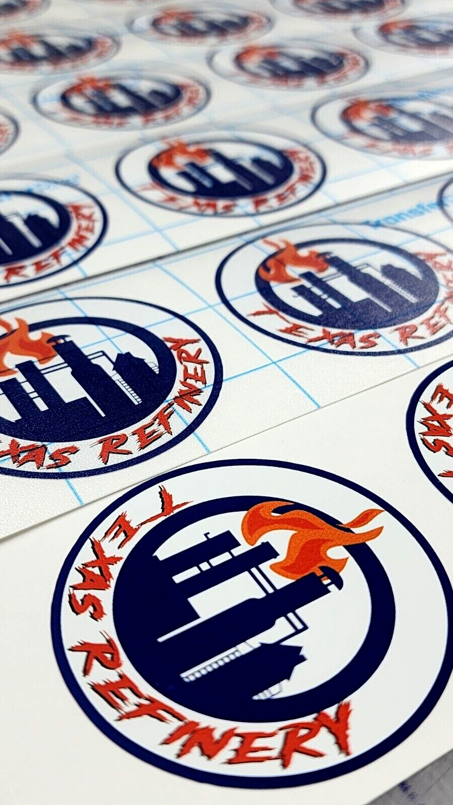 (2 STICKERS) TEXAS REFINERY 2″ 3/8 x 2″ 3/8 x Sticker Hard Hat Full color print