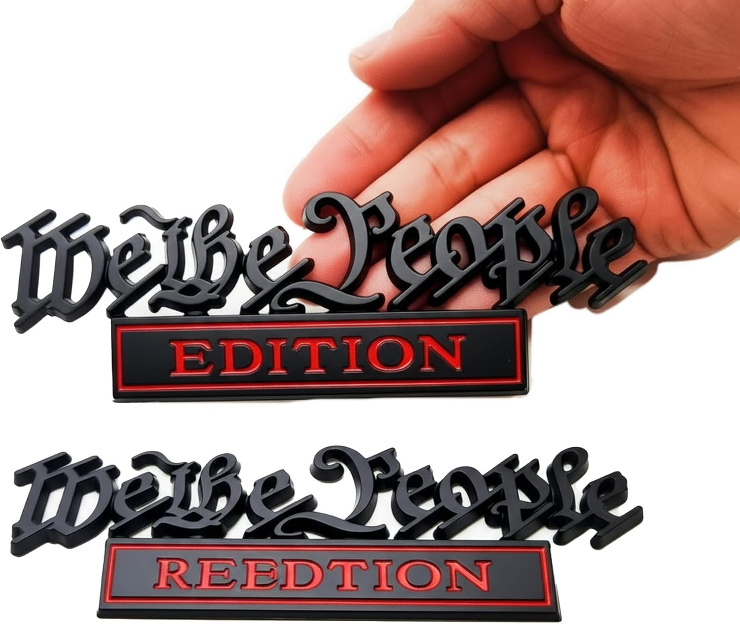 We The People 3D Metal Car Decal Emblem, 2Pcs Patriotic American Flag Constit…