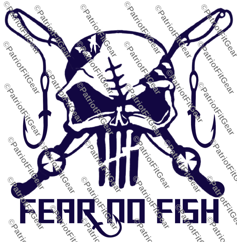 Fear No Fish,Fishing,Reel Life,10″x11″,Paddling,Skull,Angler,Fish On,Vinyl Decal