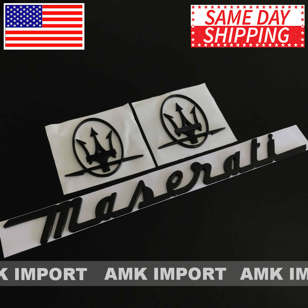 3PC SET Matte Black Emblem For RH & LH Side Trunk Badges Nameplate