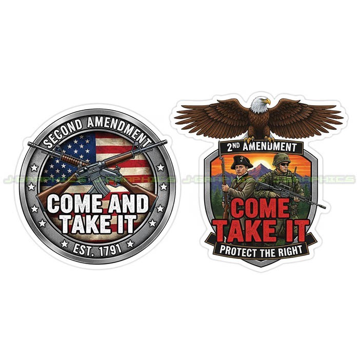 2nd Amendment Sticker Decal American Rights Gun Helmet Motorcycle Car 2 pack M