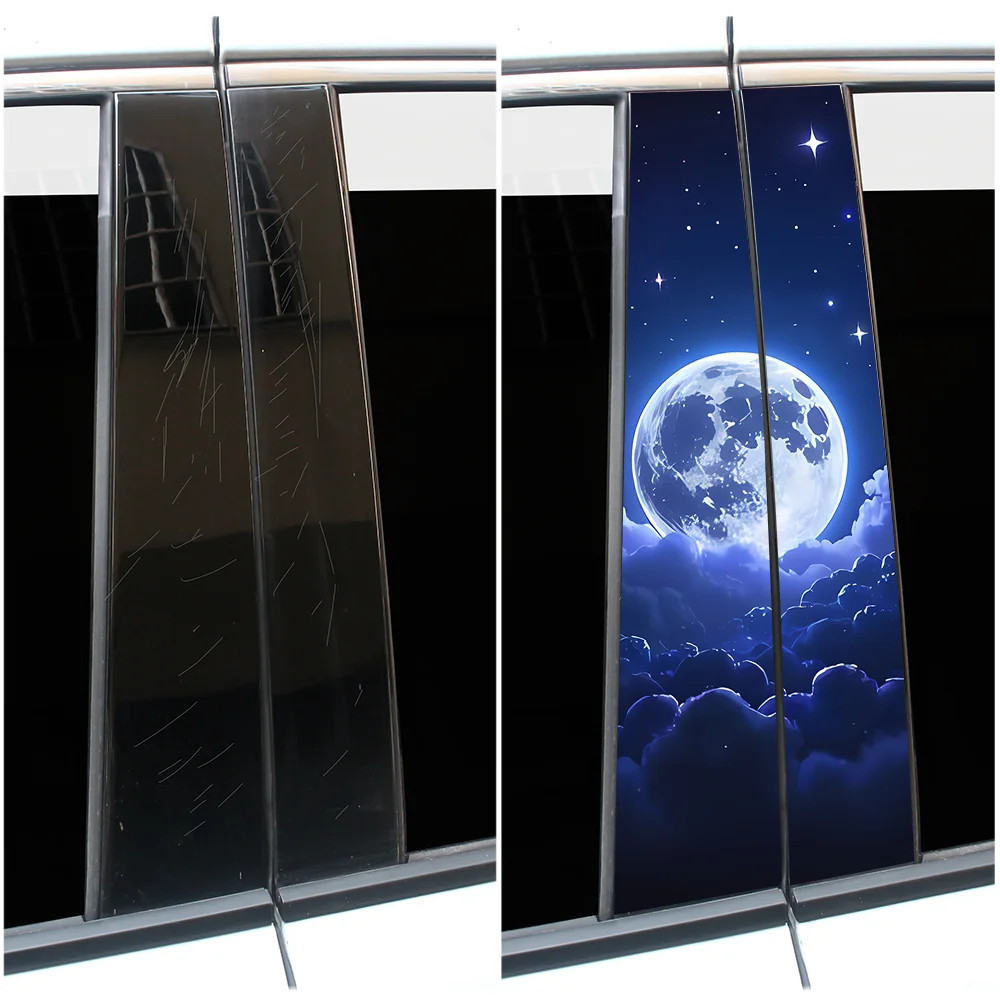 Dreamy Full Moon Starry Night Car B-Pillar Stickers Aesthetic Sky Vinyl Decals