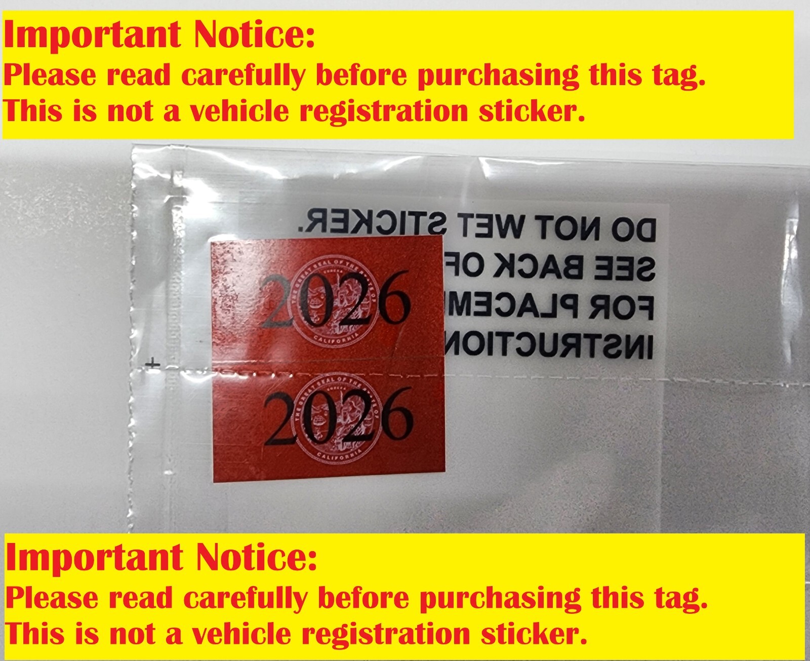 NOT A REGISTRATION TAG – DMV STICKER CVRA 2026 RED California Commercial Vehicle
