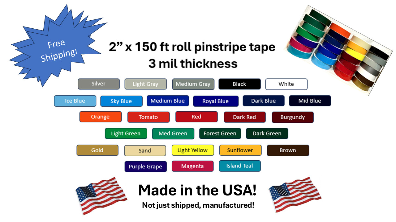 2″ x 150 ft Roll 3 mil Vinyl Pinstriping Pinstripe Tape Car Decal Stickers