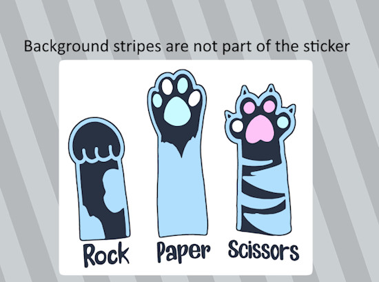 Funny Cat Rock Paper Scissors Vinyl Window Laptop Bumper Sticker Decal