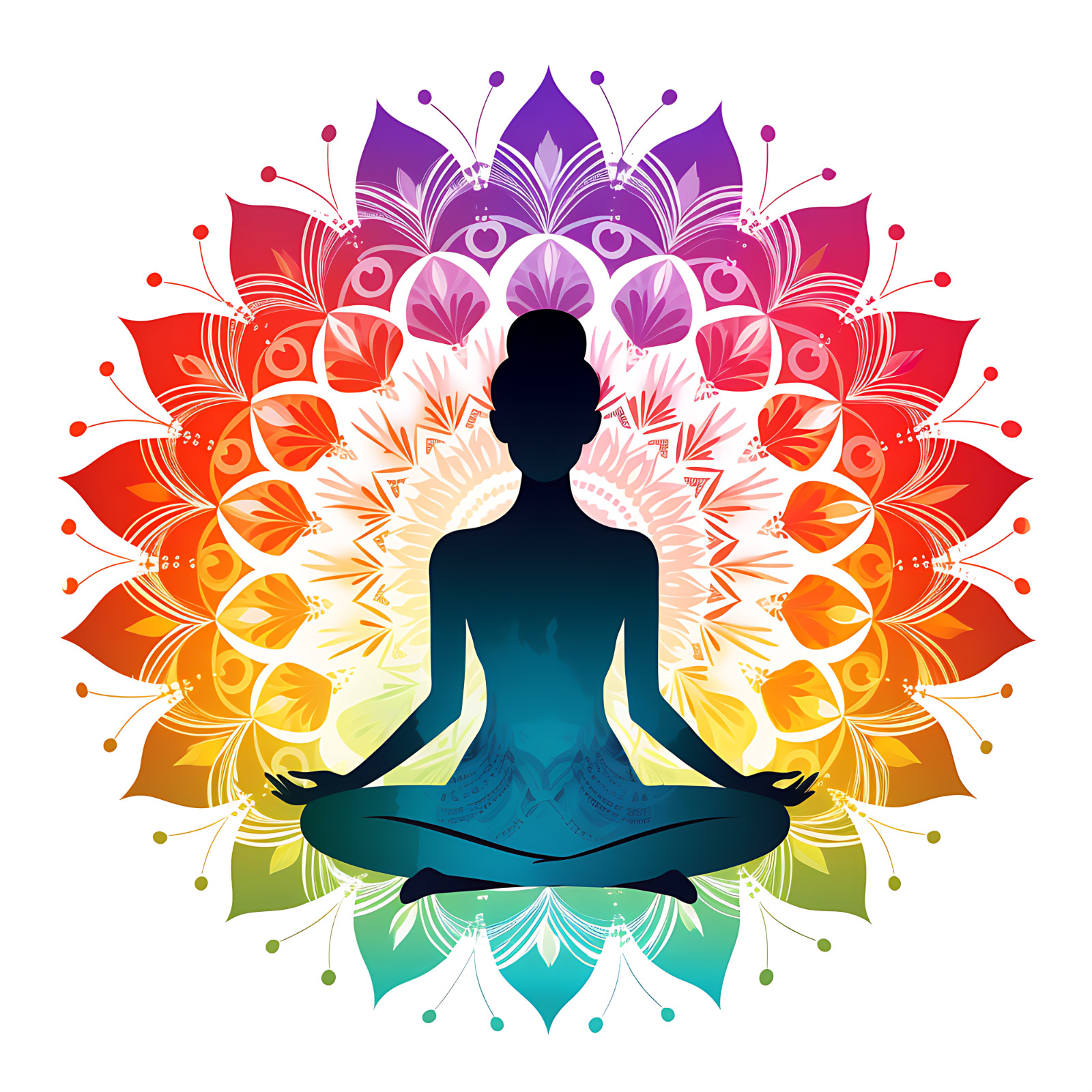 Silhouette Zen Sticker 4″ Colorful Art Chakra Serenity Meditation Inner Peace