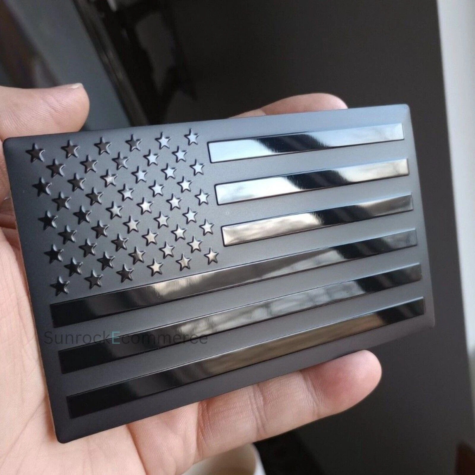 2PCS Metal USA Flag Sticker American Car Truck Decal Emblem Black US