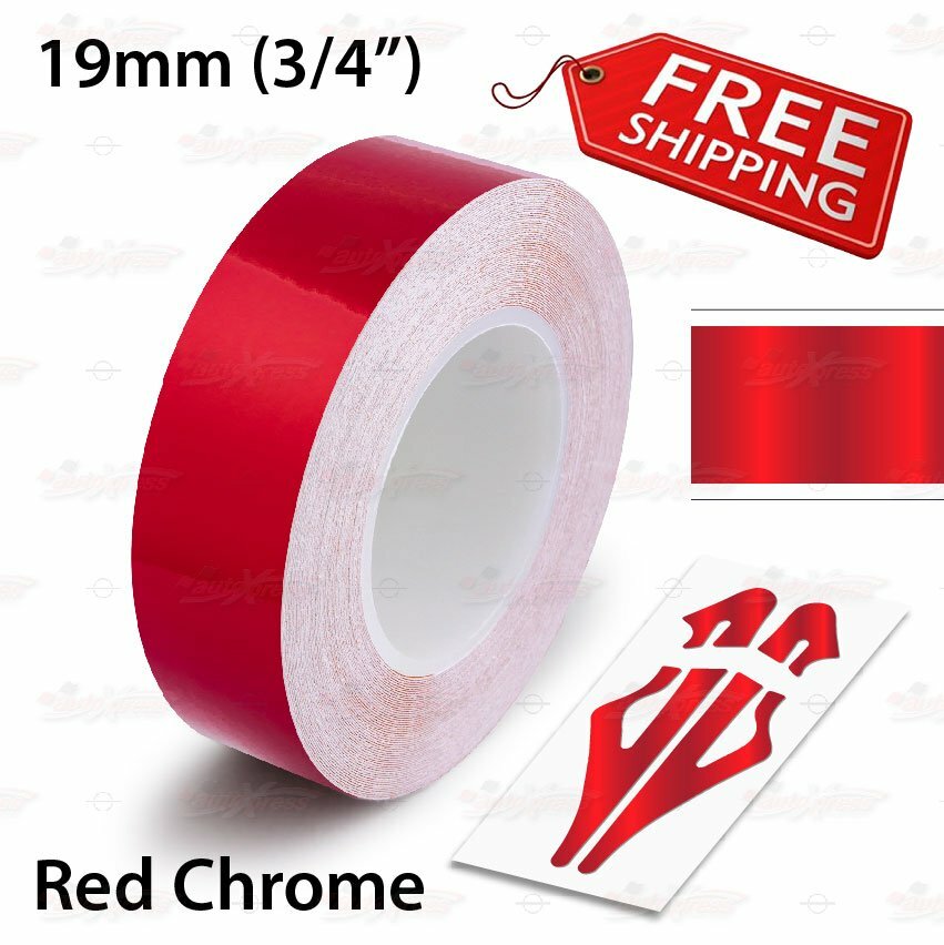 RED CHROME 19mm 3/4″ Roll PIN STRIPE Car Striping Line TAPE Decal Vinyl Sticker