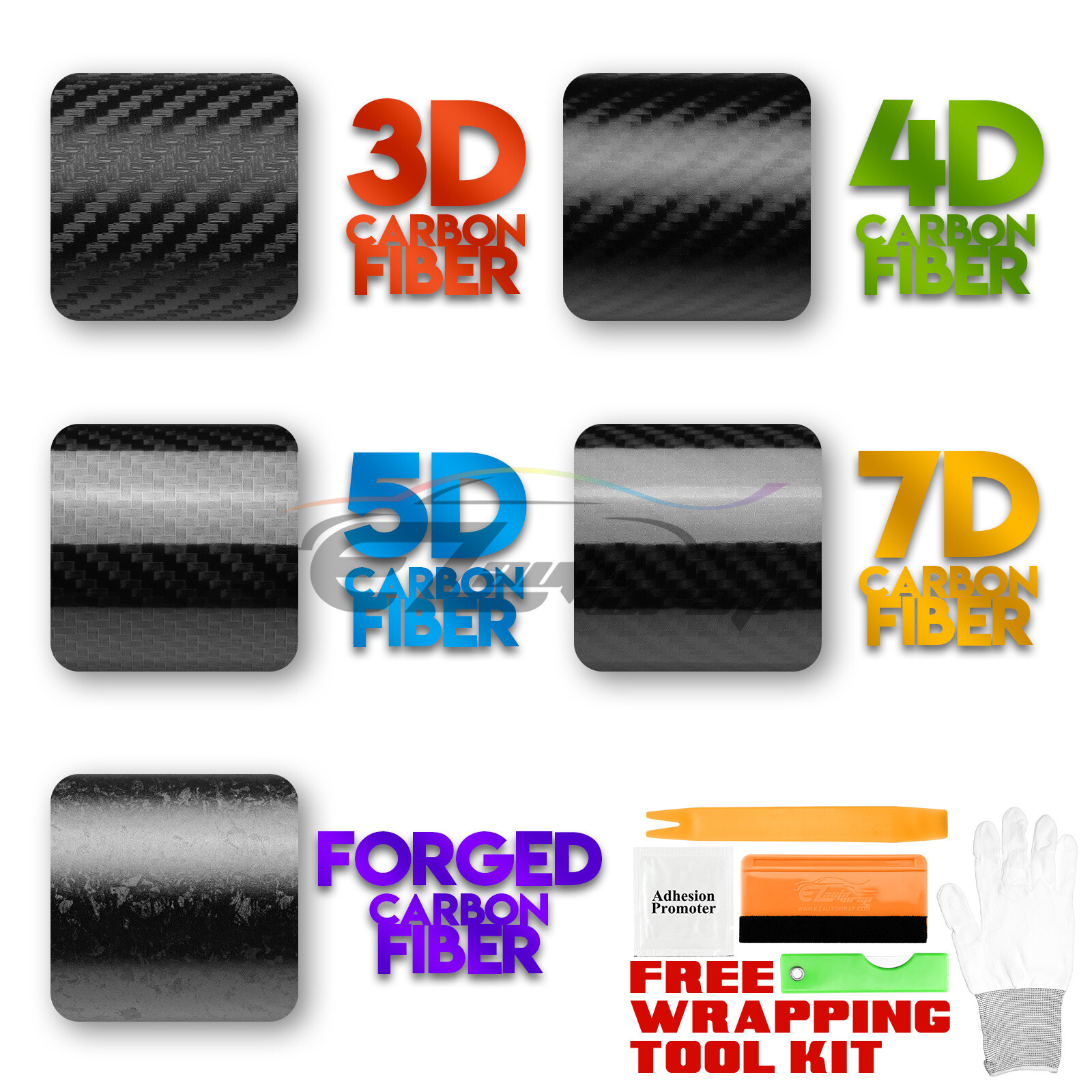 3D 4D 5D 7D Premium Matte Gloss Semi Black Carbon Fiber Vinyl Wrap Sticker