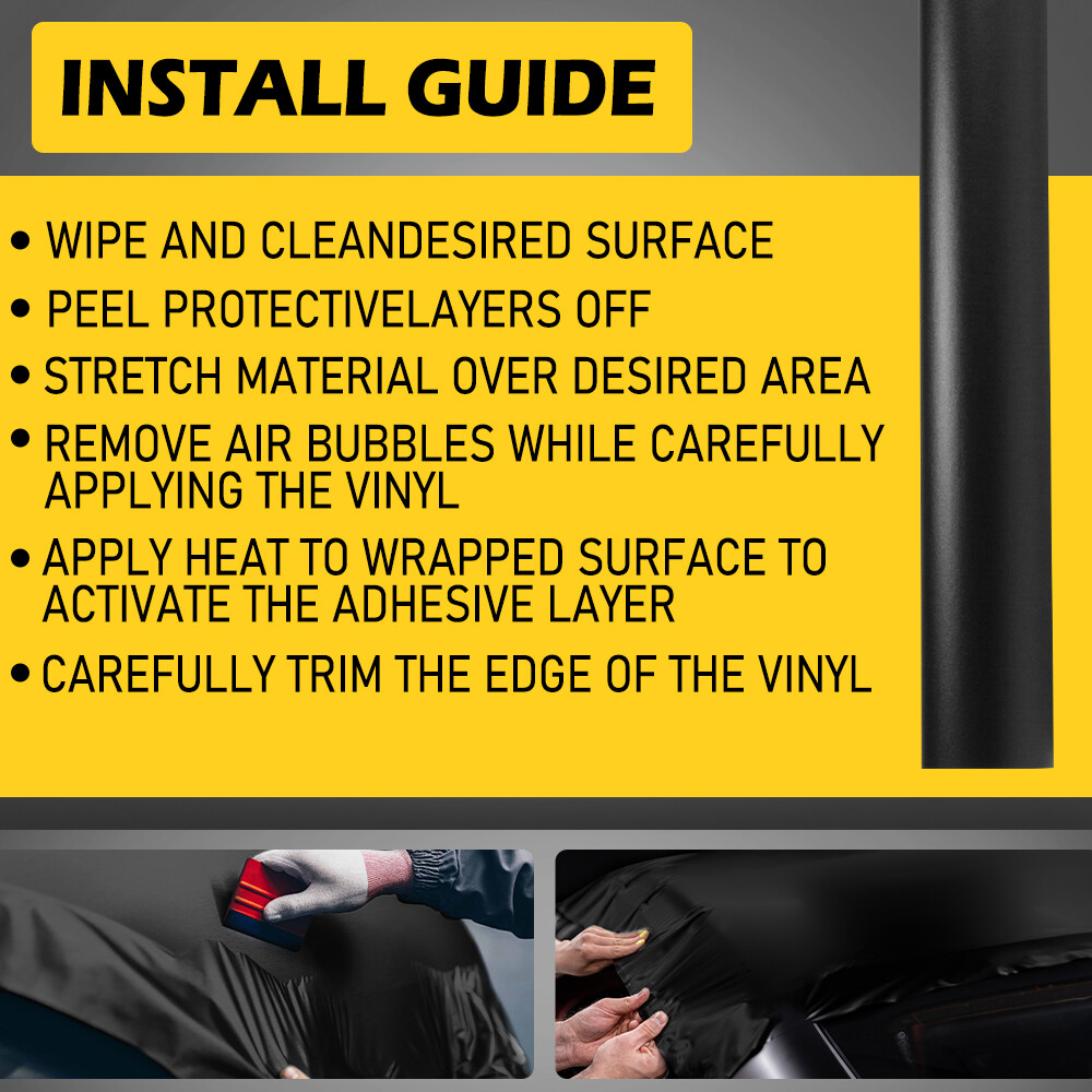 Matte Flat Black Vinyl Film Wrap Sticker Decal Bubble Free Air Release Channel