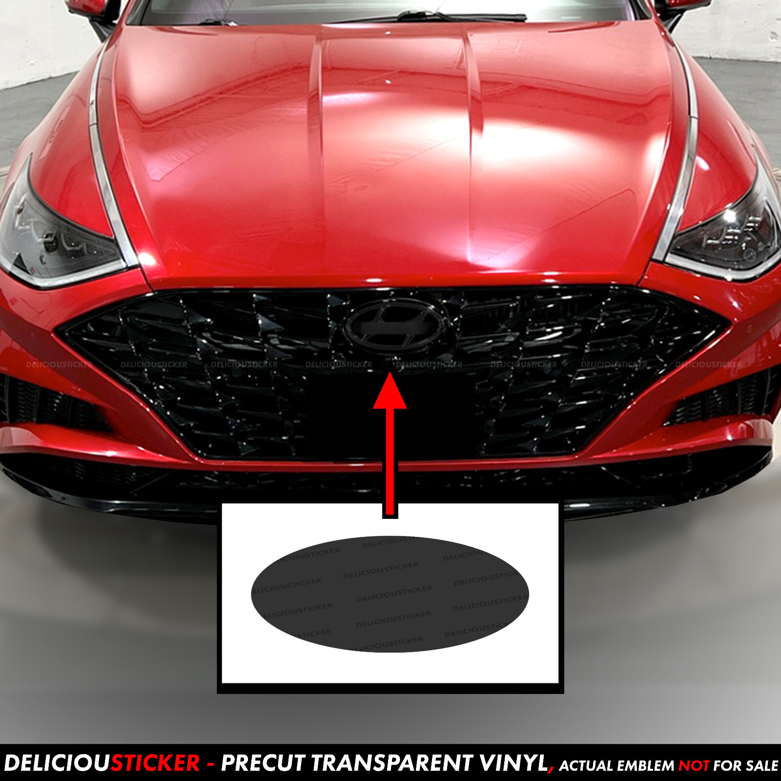 For Hyundai Sonata 2019-2023 Front Emblem Decal Smoke Tint Overlay ppf Vinyl