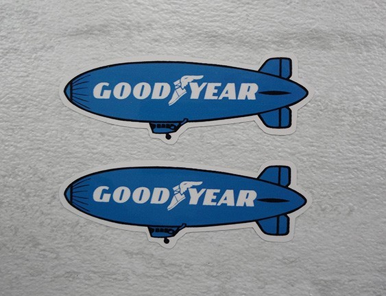 2x GoodYear Blimp decals 70s Style sticker NHRA Drag Racing Indy Rally Pick Size