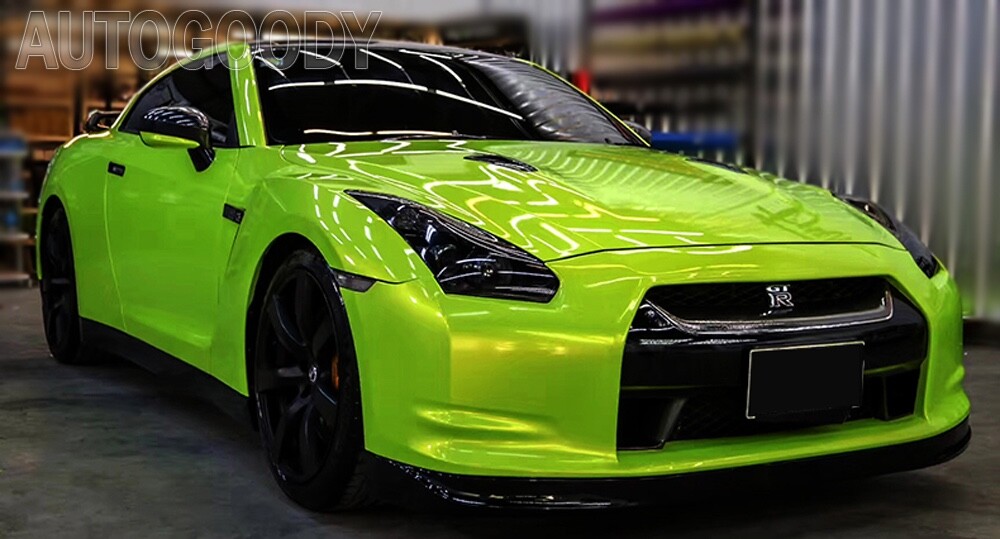 12″ x 60″ Neon Green Gloss Metallic Glitter Vinyl Film Wrap Sticker 1ft x 5ft