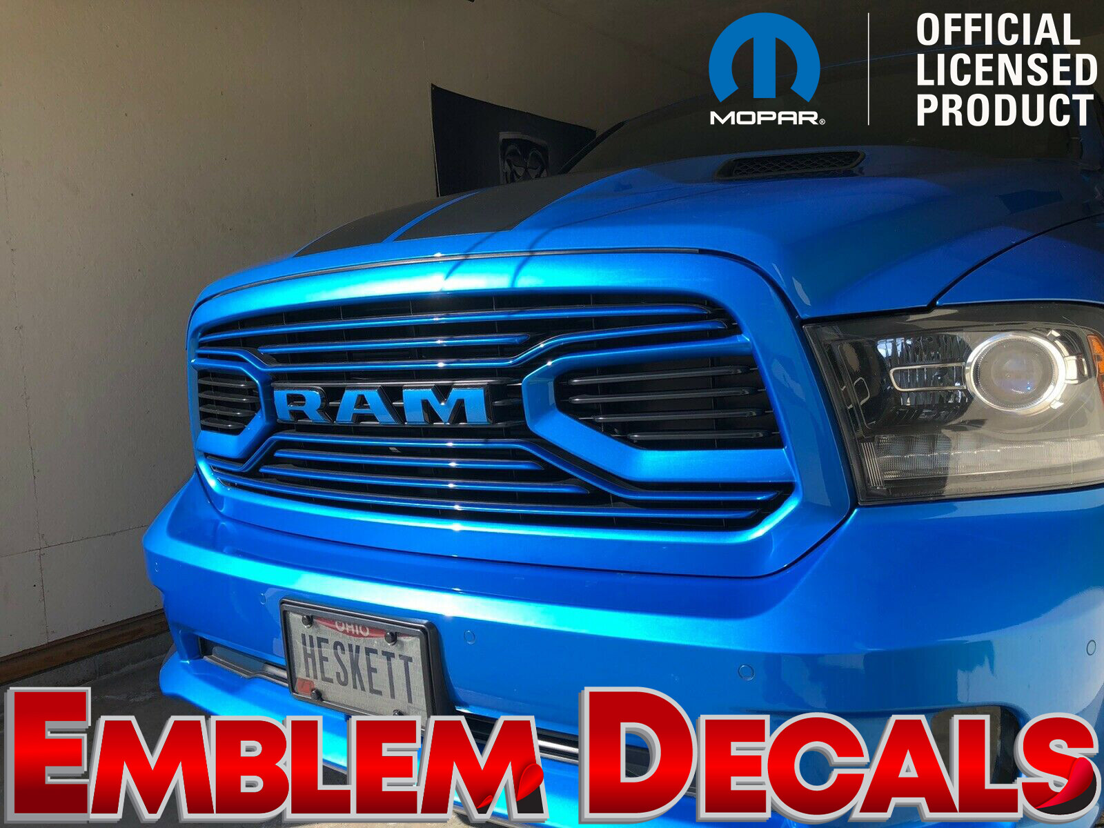 RAM 1500 SPORT Grill Emblem Decals 2018
