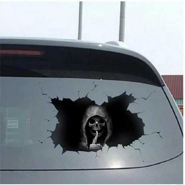 Be Quiet Grim Reaper Skull Decal Sticker Halloween Car Door Window Wall Graphics