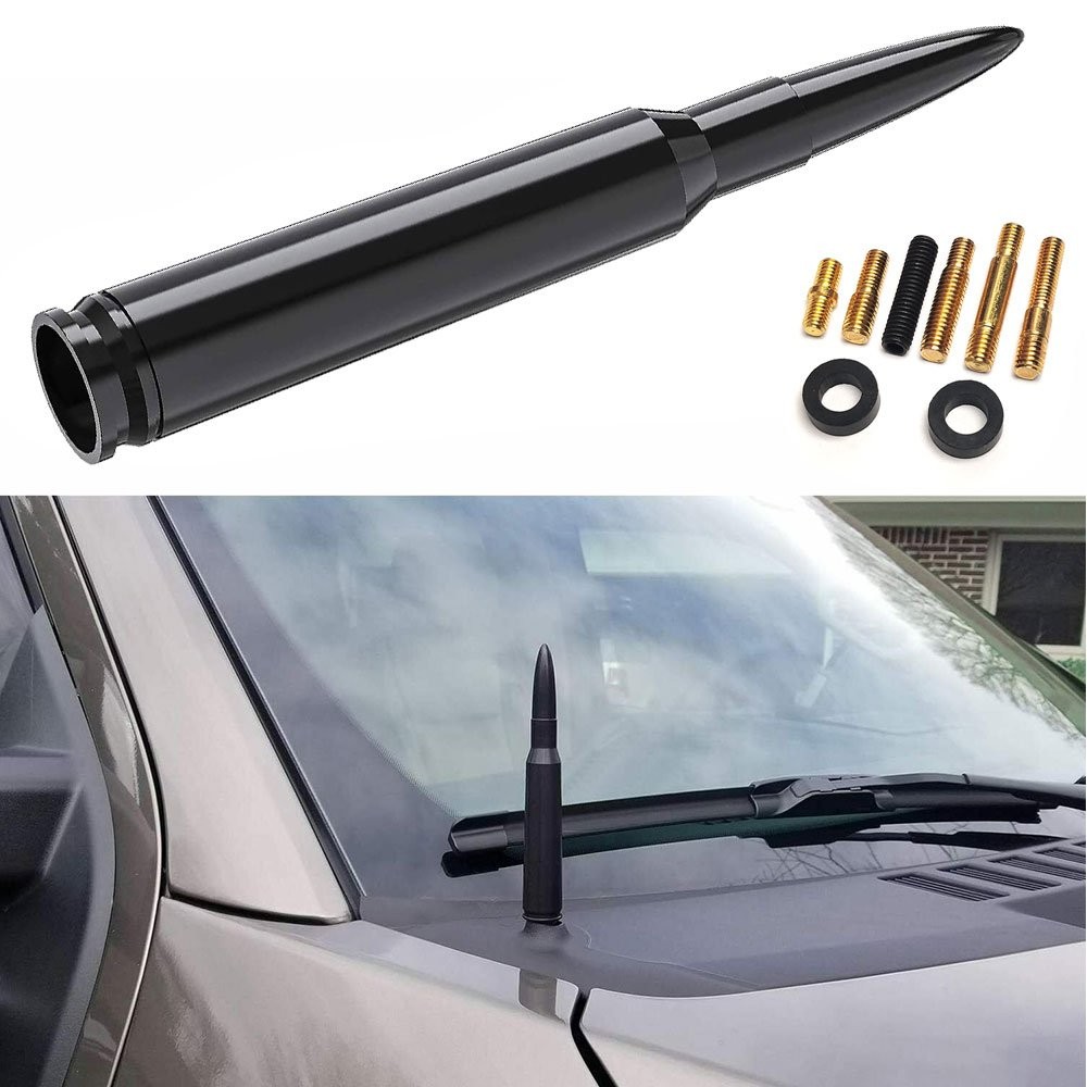 1/2set UK Car Style Bullet Aerial Antenna Mast Roof AM/FM Radio Signal Aluminum