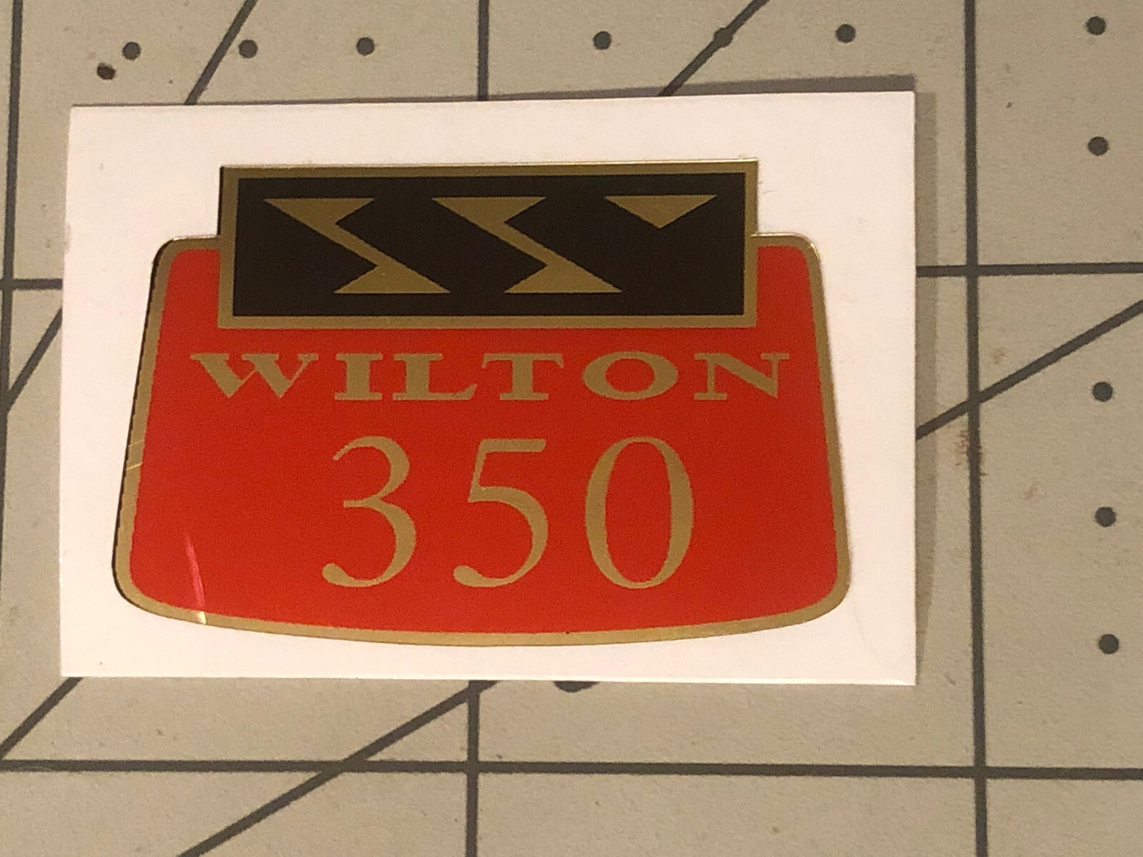 Wilton Vise 350 Decal Red Black On Gold Foil 1 1/2” Long
