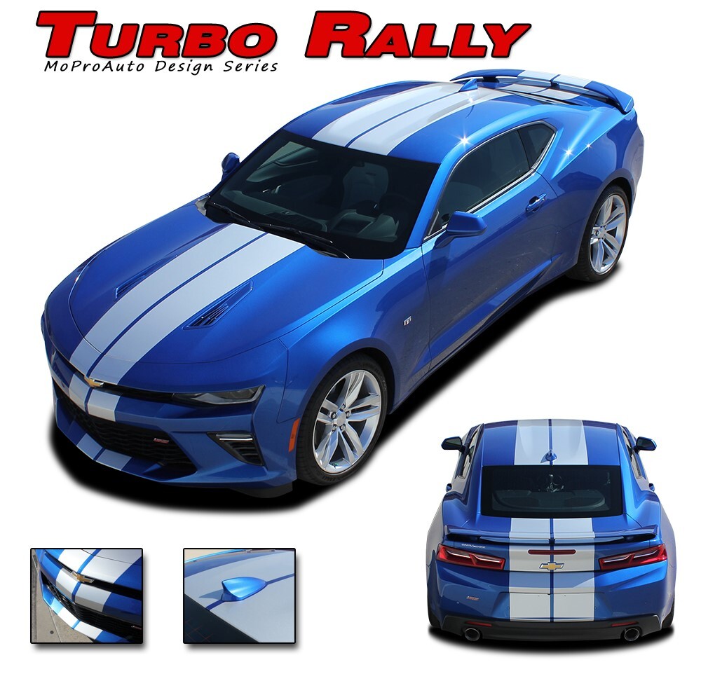 2018 2017 2016 Camaro Turbo Rally Dual Racing Stripes Vinyl Graphic Decal SS V6