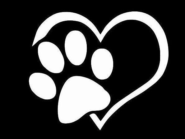 PAW PRINT with HEART PET CAT DOG Vinyl Car Wall Window Sticker