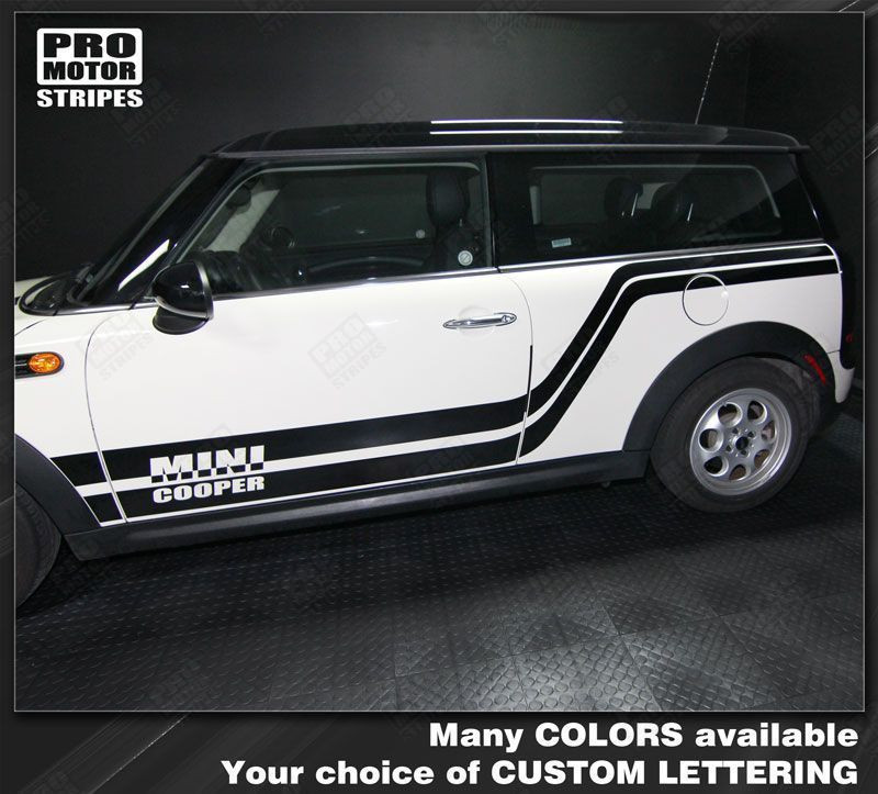 Mini Cooper 2008-2014 Full Length Side Accent Stripes Decals (Choose Color)
