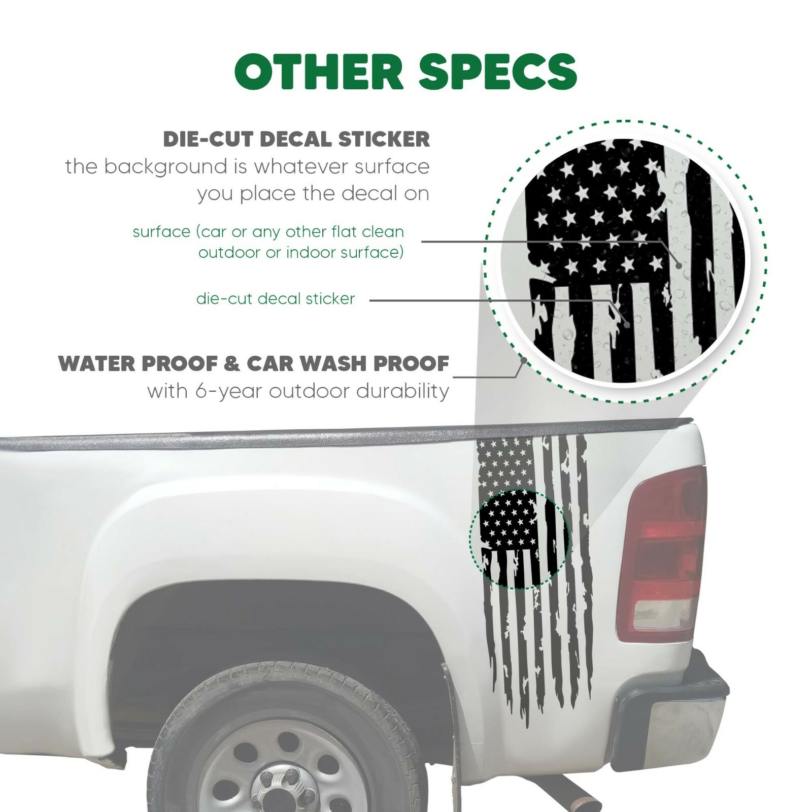 3 pk – American Flag Vinyl Decal Military Sticker Standard & Reversed Die-cut