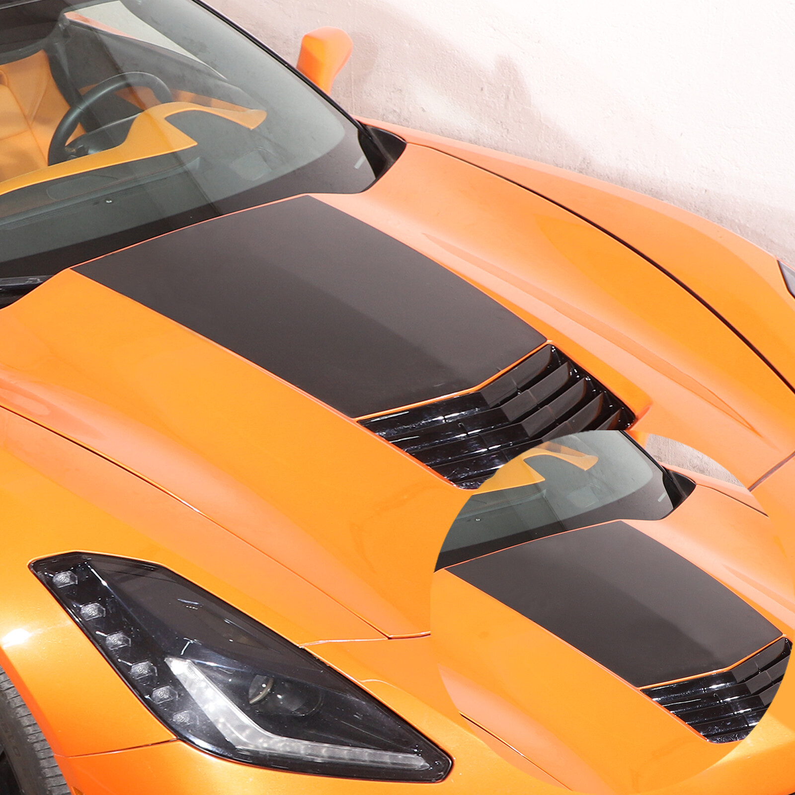 Car Front Hood Scoop Stinger Decal Vinyl For 2014-2019 Corvette C7 Stingray 1PCS