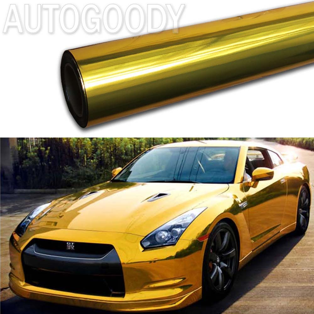12″ x 60″ Gold Chrome Mirror Vinyl Film Wrap Sticker Decal Stretchable
