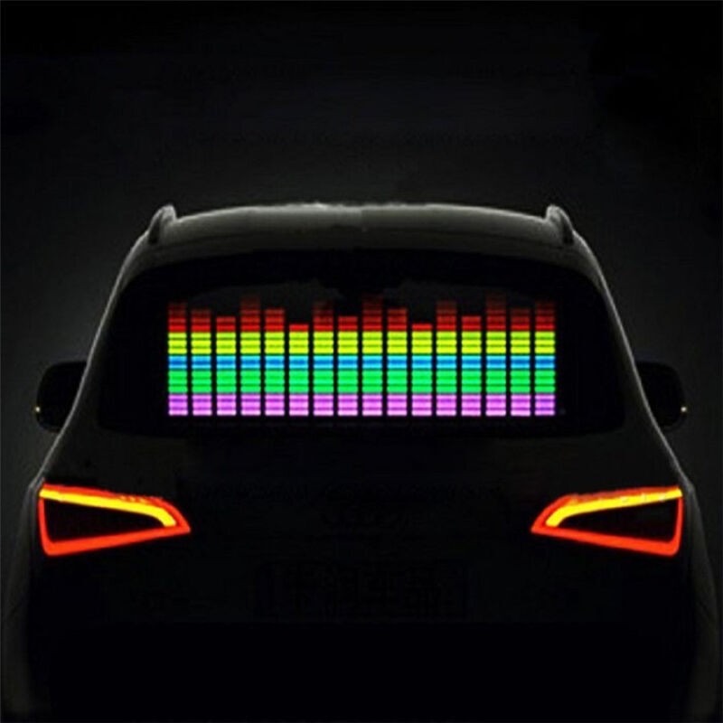 12V Car Music Rhythm Sticker LED Flash Light Sound Activated Equalizer Universal