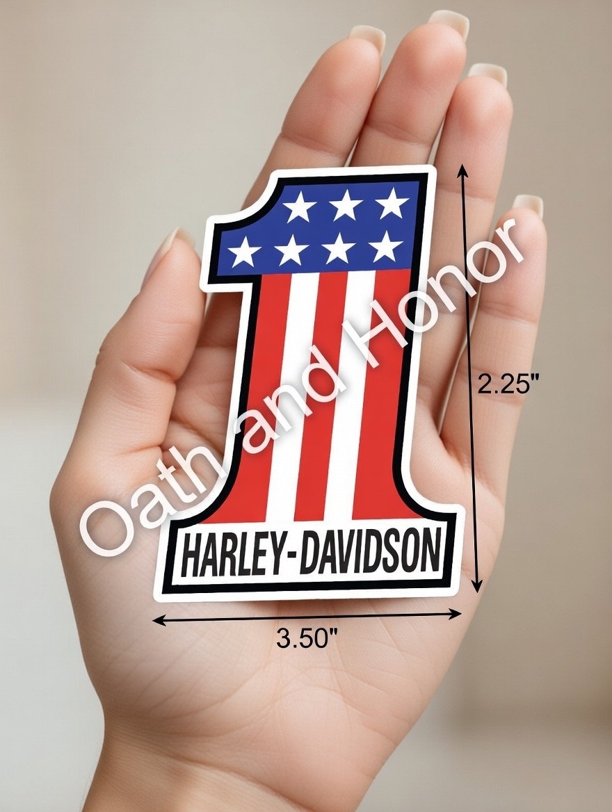 Harley-Davidson #1 American Flag Patriotic Fridge Magnet 3.5″ x 2.25″ USA Pride