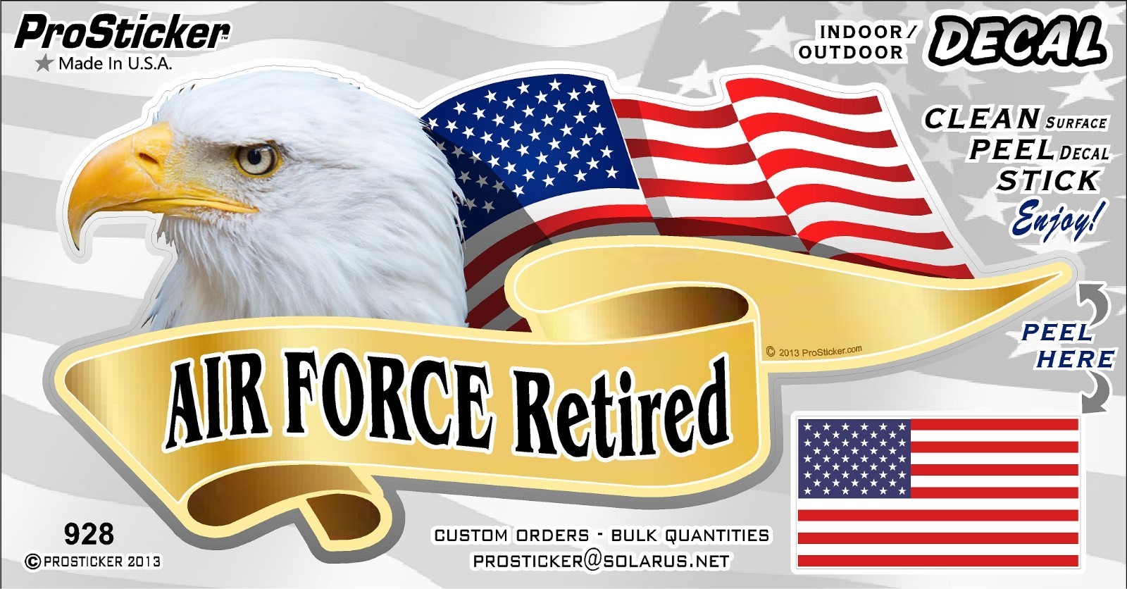 ProSticker 928 (One) 3″ x 6″ American Patriotic Air Force Retired Decal Sticker