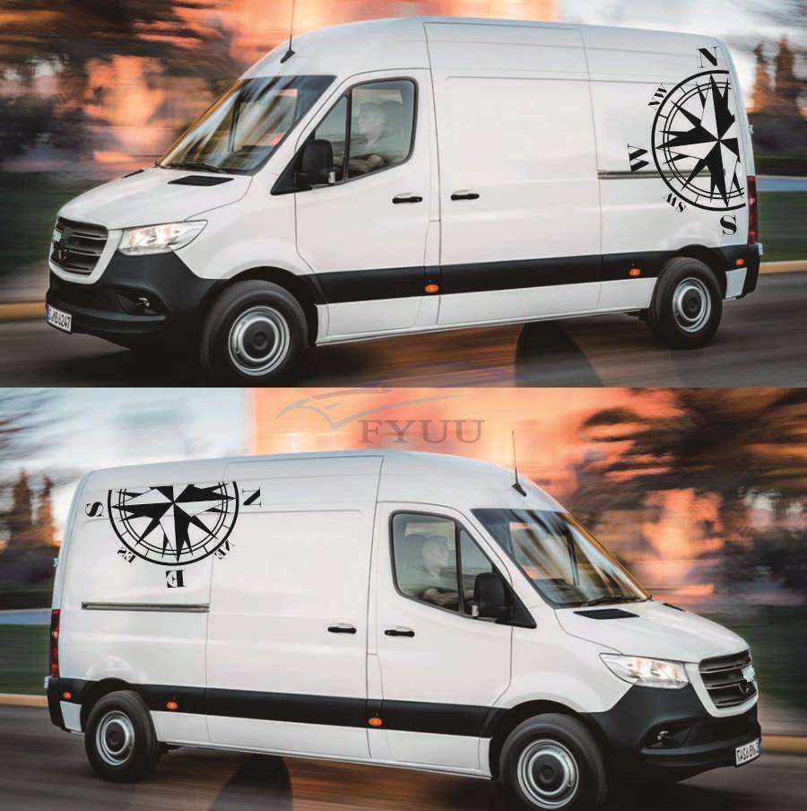Universal Car Van Trailer Body Vinyl Sticker Compass Totem Decal Black 73x125cm