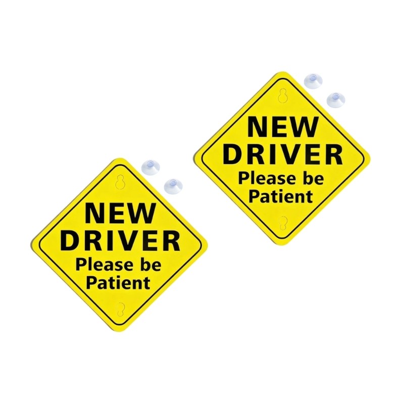 Easy To Use Car Window Sticker New Driver Warning Sign Suction Cup Decals