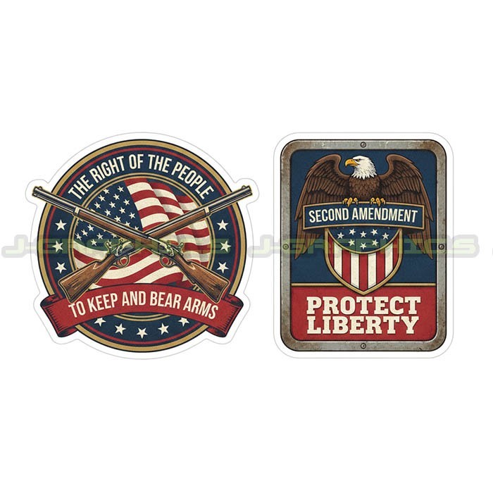 2nd Amendment Sticker Decal American Rights Gun Helmet Motorcycle Car 2 pack O