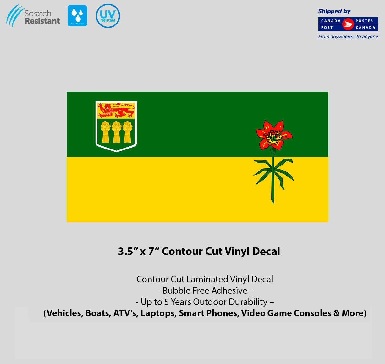 3.5″ x 7″ Saskatchewan Flag Laminated Vinyl Decal