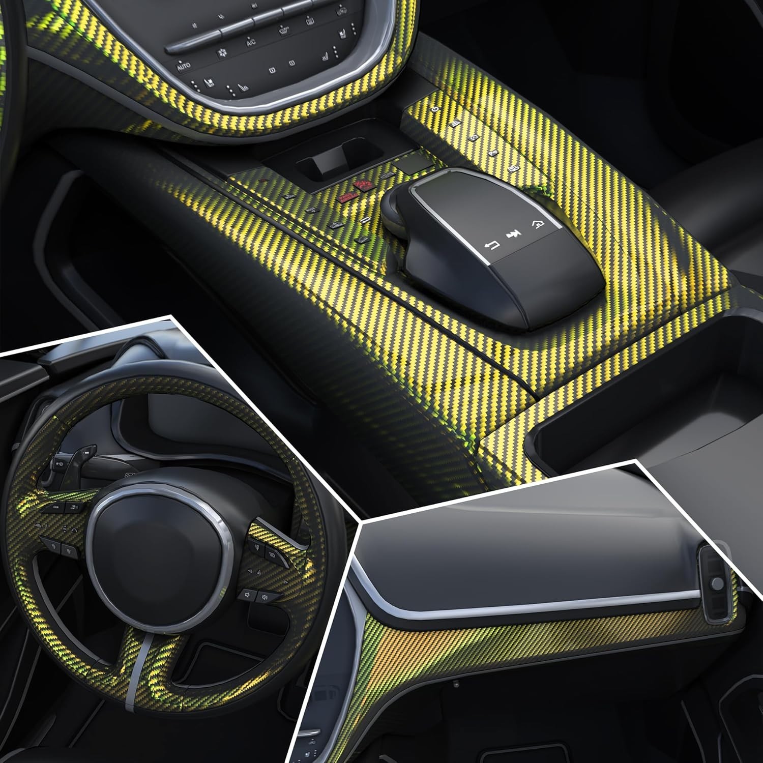 Versatile Gold Carbon Fiber Vinyl Wrap – 1FT x 5FT with Air Release Technology