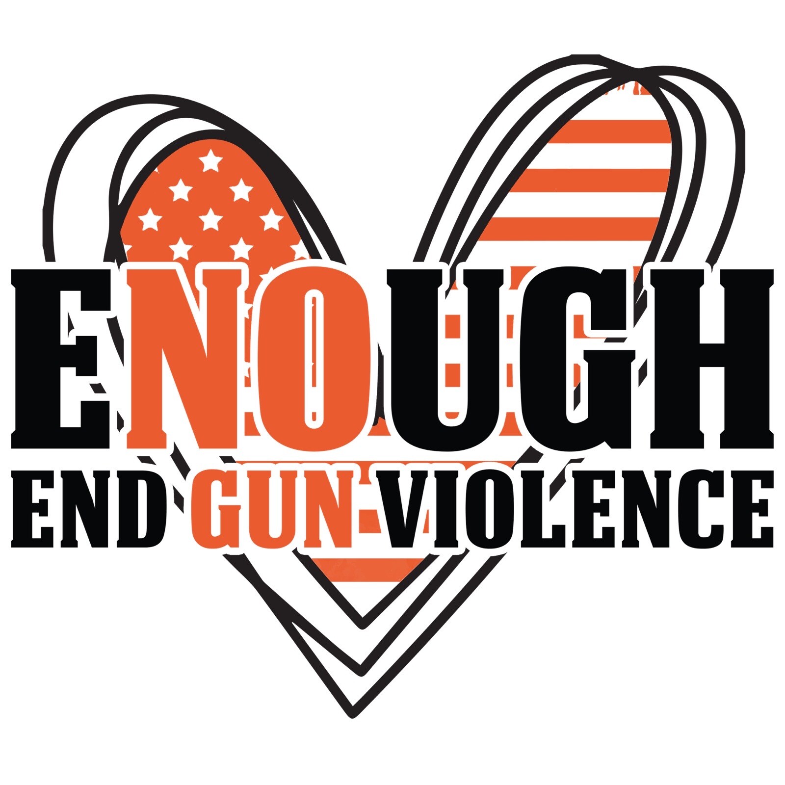 4” End Gun Violence Sticker Heart Orange Enough For Laptop Window Bumper
