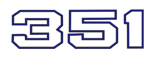Two-Color 351 Emblem Decal Small Block Ford Windsor Cleveland V8 Sticker