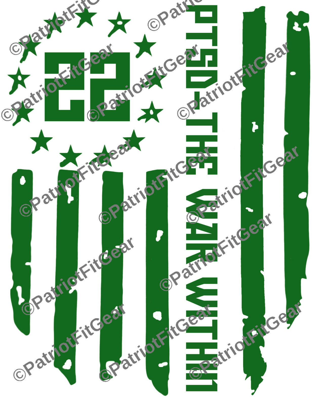 Veteran 22 Flag,PTSD The War Within,22 A Day,Support Our Troops,Vinyl Decal