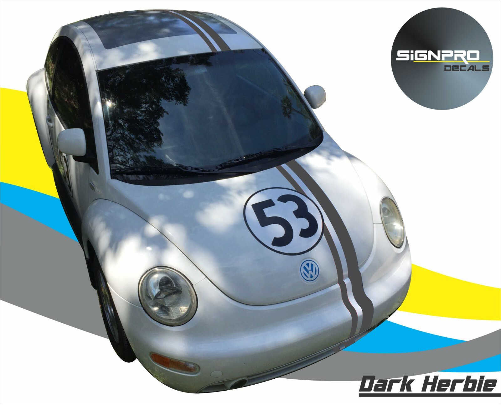 New Dark Herbie The Love Bug Decal Sticker Kit GRAYSCALE